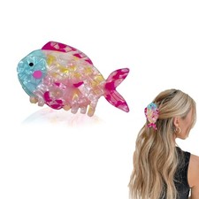 KGCGJVB Fish Hair Clip Acrylic Claw Clips for Women 1 Count Pack of 1 , Pink