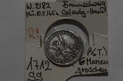     GERMANY BRAUNS-CA-HAN. 1/6 THALER 1712 VERY RARE B86 WO31