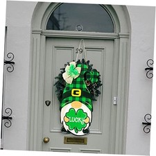 17.7    St Patrick's Day Wooden Sign Buffalo Plaid Irish Gnome Hanging green