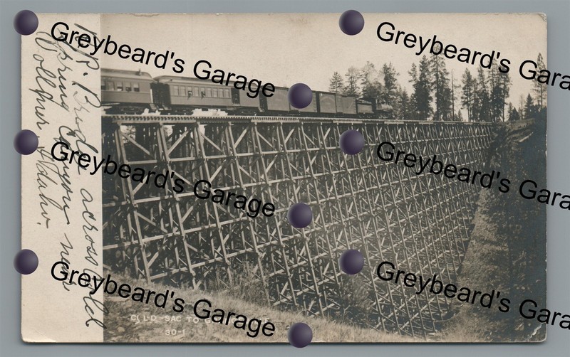RPPC CAMAS PRAIRIE RAILROAD Trestle Bridge VOLLMER ID Idaho Real Photo Postcard