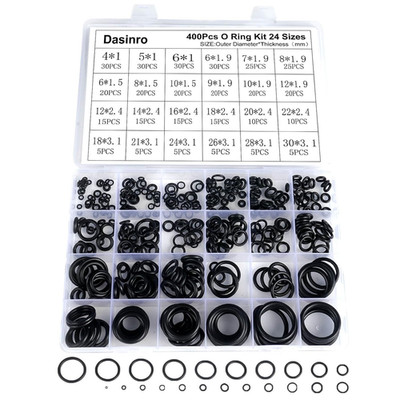 400 Pcs Rubber O-Rings Assortment Kit, 24 Sizes Rubber O-Ring Sealing Seal Assor
