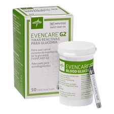 Medline EvenCare G2 Blood Glucose Test Strips, For EVENCARE G2 Meters, 50 Count