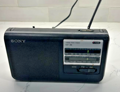 Sony FM/AM 2 Band Portable Radio ICF-38 Black: Batteries & AC Power - Excellent