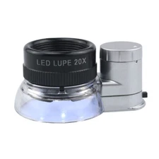 20x Optical Magnifying Glass Blue Coated Lens LED Light Printers Identification