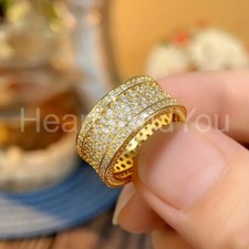 Image of 3ct Round Cut Moissanite Cluster Eternity Wedding Band 14k Yellow Gold Plated