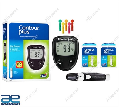 Sistema de monitor de prueba para diabéticos de glucosa en sangre Contour Plus + tiras reactivas @ EE. UU. - Imagen 1 de 5