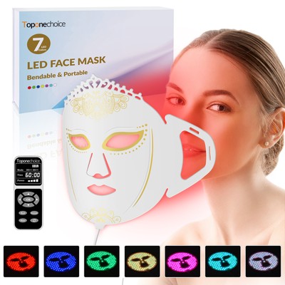7 Colorful LED Facial Mask Red Light Mask for Household Use Shrink Pores 2000mAh