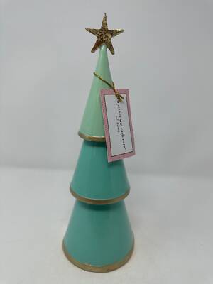 Cupcakes & Cashmere Teal layered Christmas Tree with Gold Trim, NEW