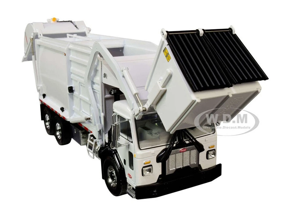 PETERBILT 520 GARBAGE TRUCK W/ FRONT LOADER WHITE 1/34 MODEL FIRST GEAR 10-4193 - Image 4 of 4