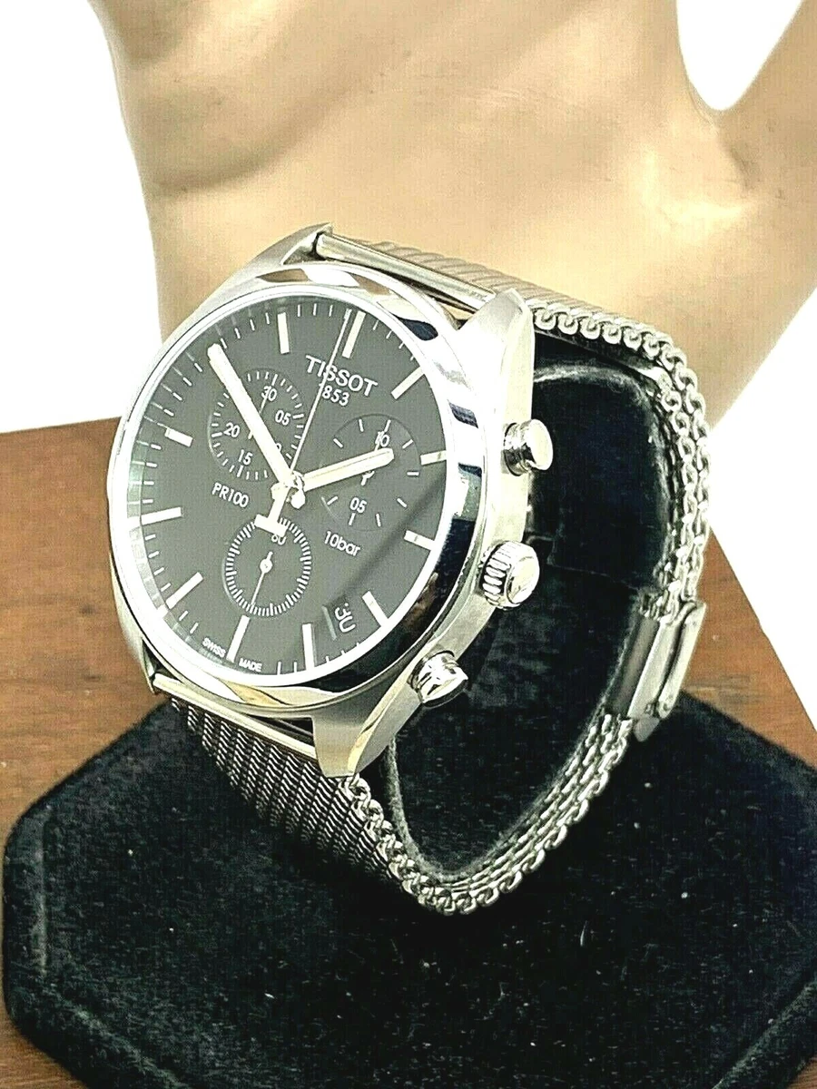 Pr 100 chronograph silver top dial mesh bracelet men's watch