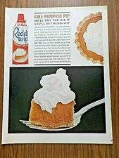 1962 Reddi-Wip Ad Free Pumpkin Pie We'll Buy the Pie if You buy Reddi-Wip