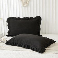 Black Pillowcases King Pillowcases Ruffled Pillow Shams Set of 2 Cute Pillowc...