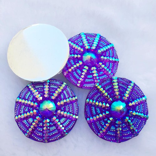 8pcs30mm Crystal AB resin Spider web Round flatback cabochons accessories diyB86 - Picture 12 of 20