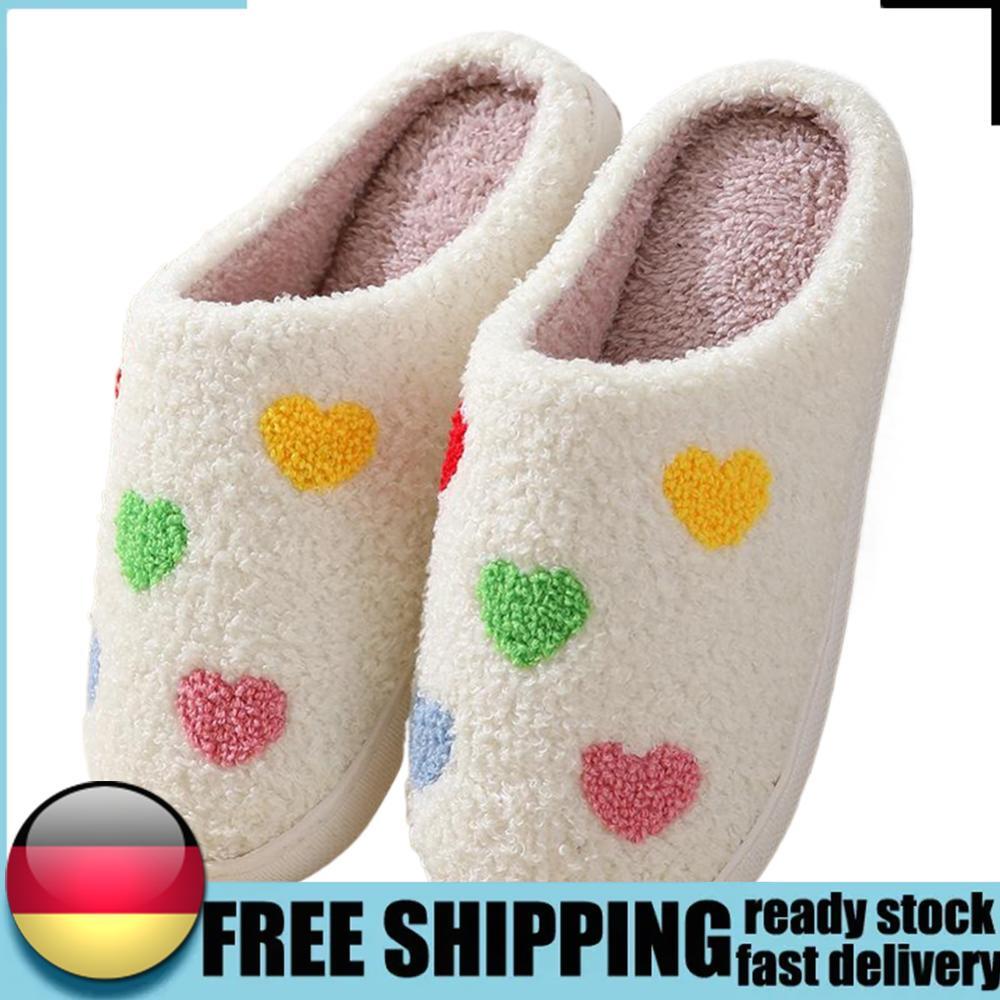 APL Plush Heart Slippers Fluffy Couple Slippers Non Slip for Outdoor Indoor Bedroom