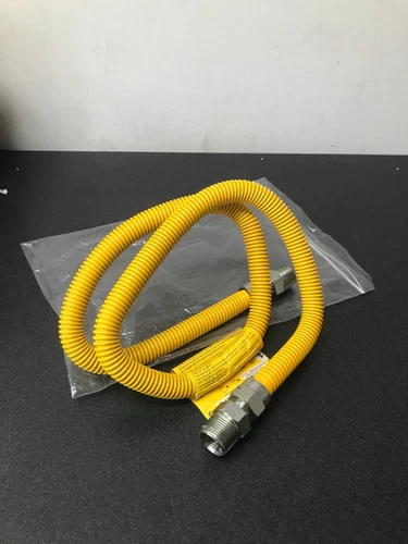 Jones Stephens 48" Stainless Steel Gas Connector with 3/4" and 3/4" Fittings - Picture 1 of 4