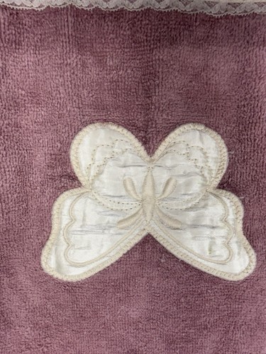 Vintage Pink With Embroidered Butterfly Bathroom Hand Towel Saturday Knight - Picture 10 of 12