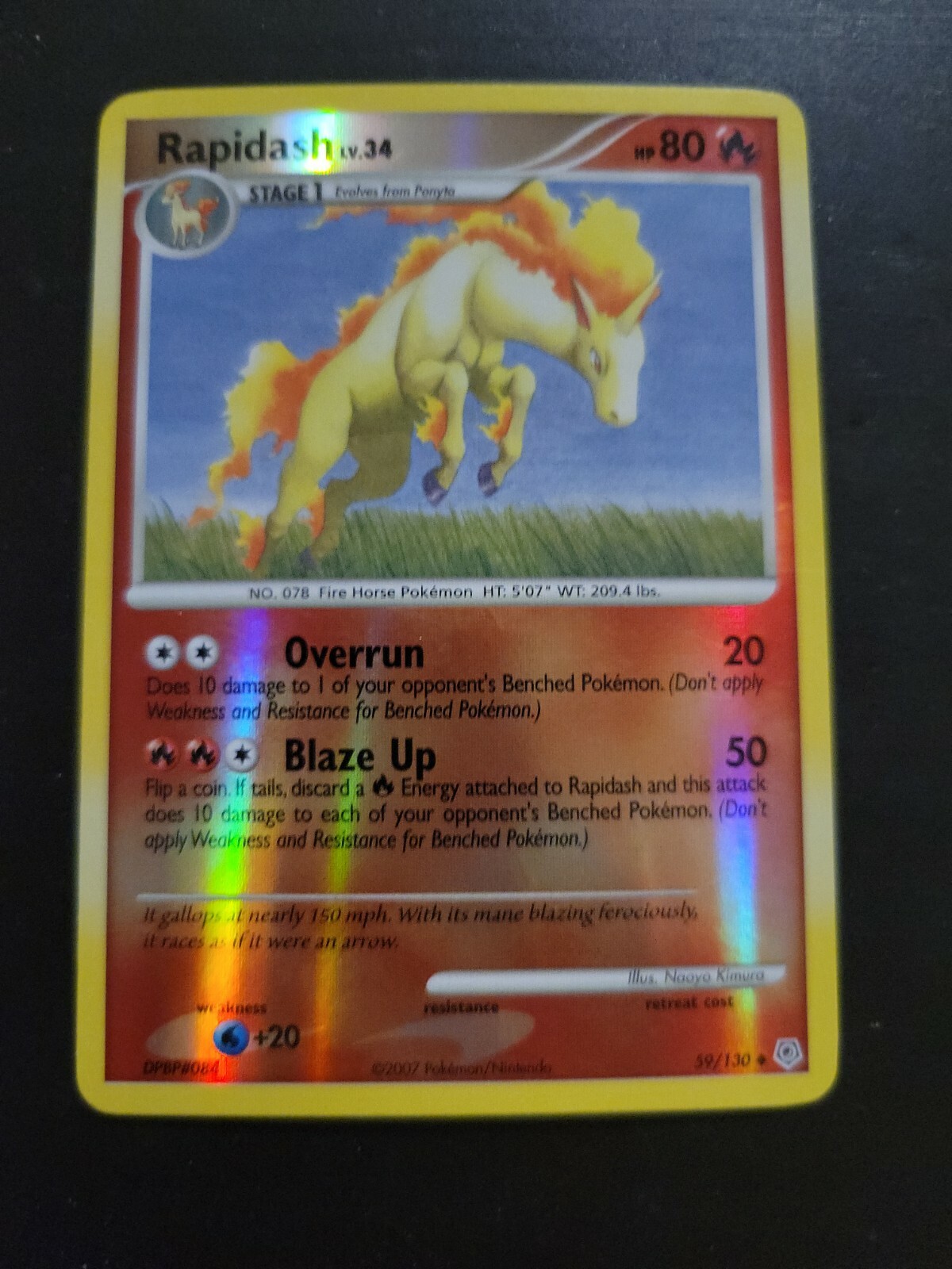 Pokemon TCG Card 2007 Diamond & Pearl - Rapidash 59/130 Reverse Holo