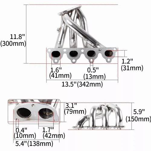 For 1988-2000 Honda Civic D15 D16 D-Series Stainless 4-2-1 Header 2 Piece Set - Picture 3 of 7