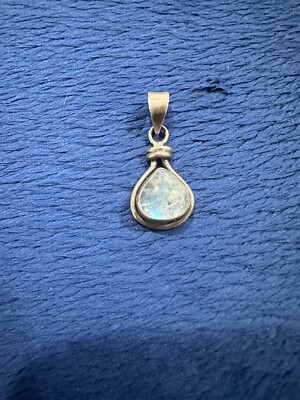 Vintage Sterling Silver 925 Quartz Moonstone Necklace Pendant,