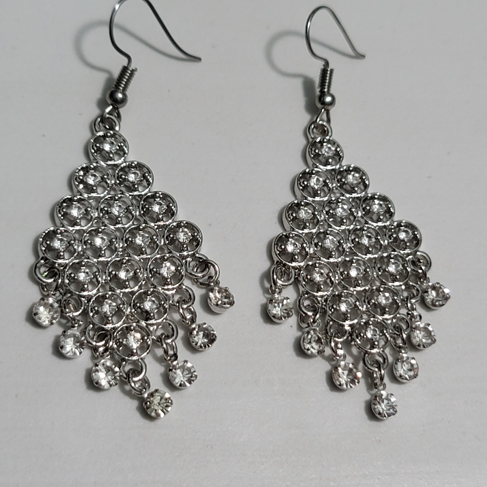 Clear Crystal Dangle Drop Earrings - image 7