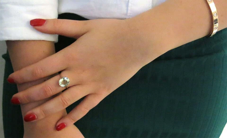 5.00 CTTW Lab Created Green Amethyst Oval Cut 925 Sterling Silver Ring Size 6-10 - Image 3 of 4