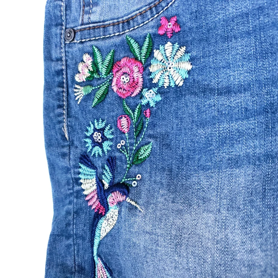 Lee Niñas Midi Corto Bordado Cintura Ajustable Elástico Color Azul Talla 8 Foto 3 de 4