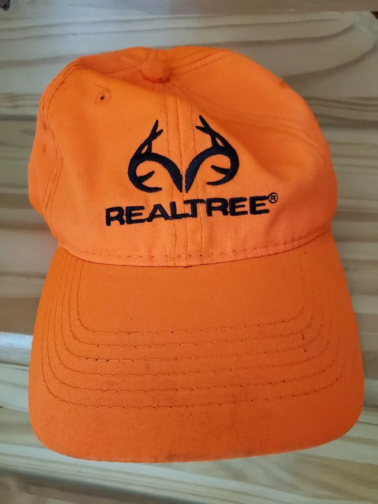 RealTree Blaze Orange High Vis Hat Logo Hunting Fishing Baseball Trucker Cap