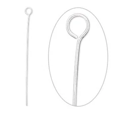 Eye Pin, 100 Silver Plated Brass 1 1/2" Long 24 Gauge Standard Eye Pins