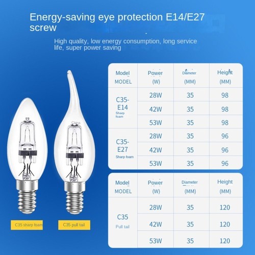 28W/42W Replace Spotlight Bulbs candles pointed bulbs Halogen Bulbs Light Lamps - Picture 5 of 12