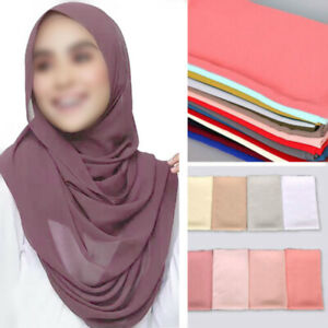 Womens Chiffon Scarf Muffler Muslim Hijab Head Scarves Wraps Shawls HS