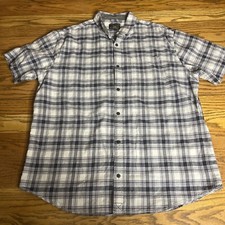 Grizzly Mountain Flannel Checker Shirt Mens XXL 2XL Gray Short Sleeve Button Up