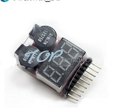 10PCS 1-8S Lipo Li-ion Fe Battery Voltage 2IN1 Tester Low Voltage Buzzer Alarm