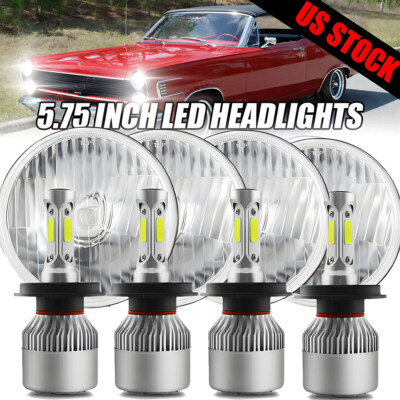 4PCS for Mercury Cougar 1967-76 Monterey Comet 5.75'' Round LED Headlights Hi/Lo