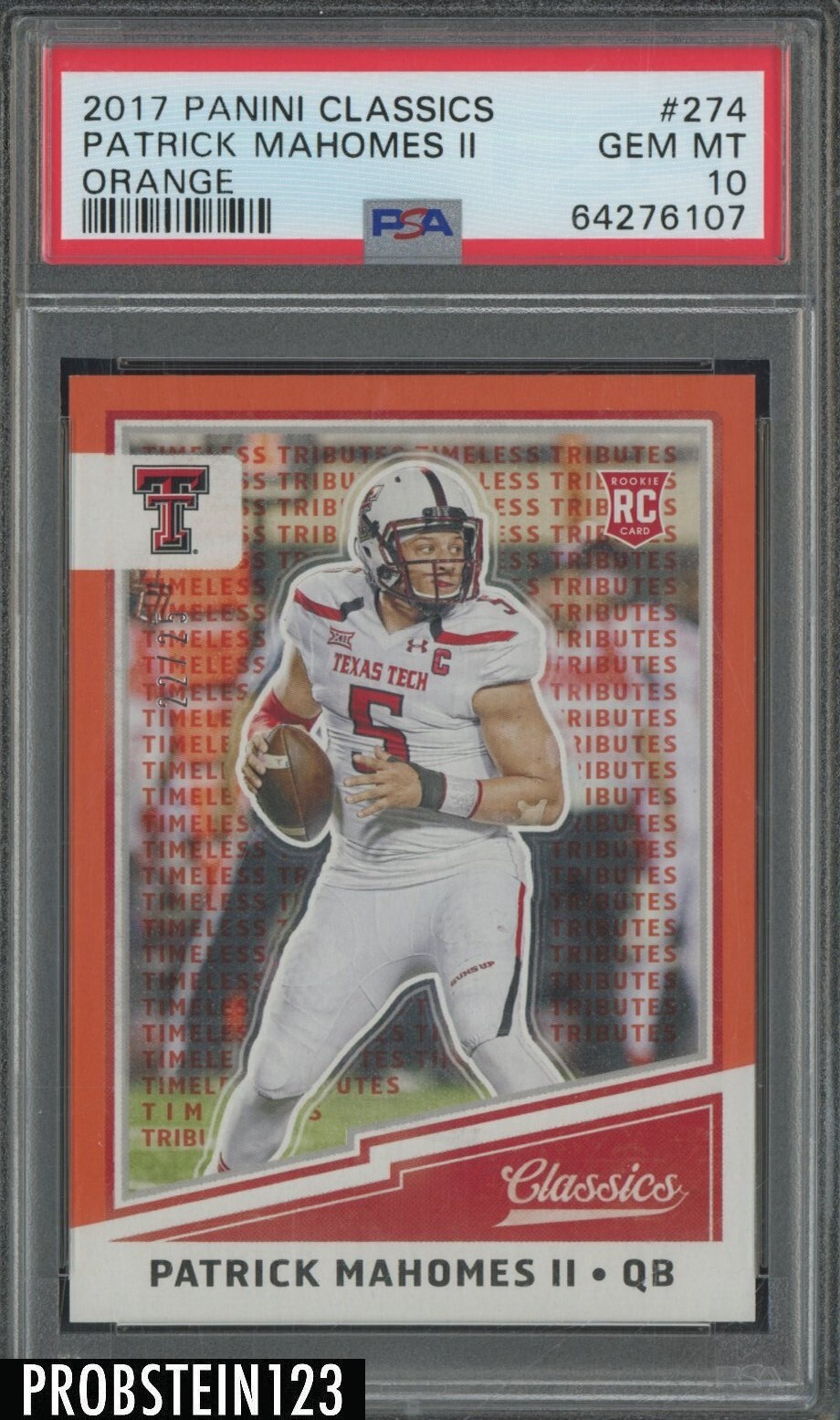 Patrick Mahomes Panini Classics #274 Orange