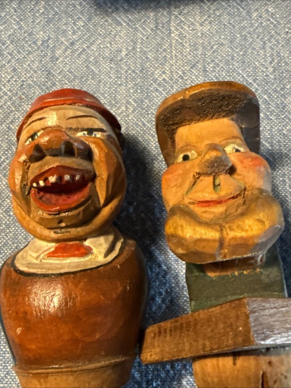Vintage Anri Wood Carved Bottle Cork Stoppers Italy
