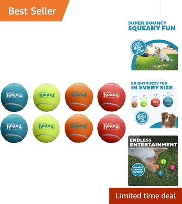 Engaging Squeeker Ballz for Small Dogs - 8 Multi-Color Tennis Balls, X-Small
