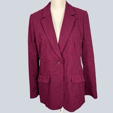 Liz Claiborne Women s 8 Single Button Blazer Jacket Burgundy Embossed Floral NWT