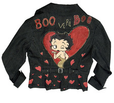 Vintage custom painted Btty Boo Jacket  M black/white dots