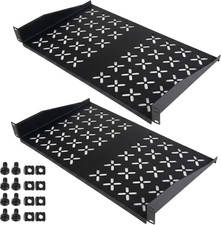19" 1U Rack Shelf - 2 Pack, 12" Depth for Network Equipment Mounting