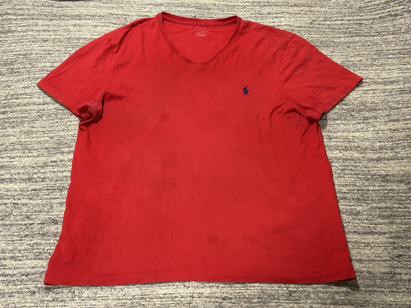 PONY Polo Ralph Lauren T Shirt Adulto Grande Rossa Manica Corta Scollo V Cotone Casual Uomo