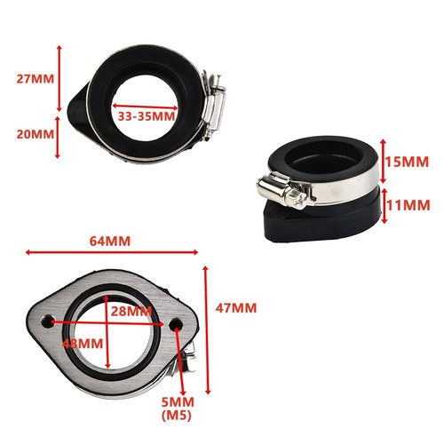 33-35mm Carburetor Manifold Rubber+Aluminum Black 1X Dirt Bike Accesssories - Picture 3 of 20
