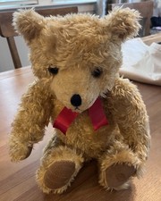 Vintage 1991 Ty Collectible Teddy Bear Plush Red Bow 16” Jointed Arm & Legs