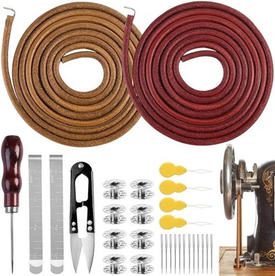 2 PCS Treadle Sewing Machine Belt, 72 Inch 3/16'' Replacement Leather Belt with H