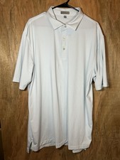 Peter Millar Summer Comfort Golf Course Club Polo Light Blue Stripe Shirt XXL