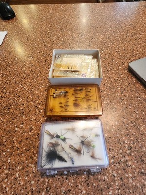 Vintage Fishing fly's Lot  Fly Boxes And Fly's