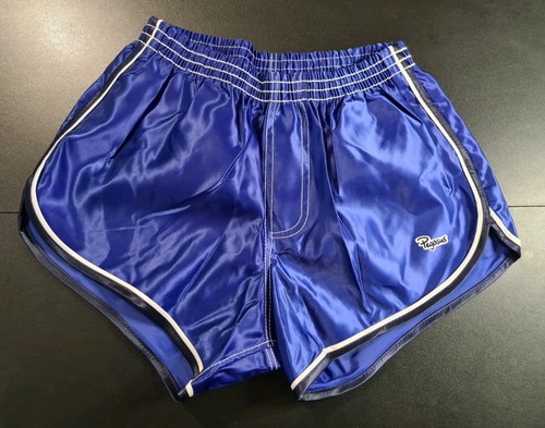 Vintage size 68-72cm ~28in lined shiny nylon blue sprinter shorts by PEGASUS