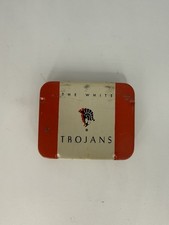 Vintage Trojans Condom Tin Made In USA 3 For 50 Cents Prop The White Collectible