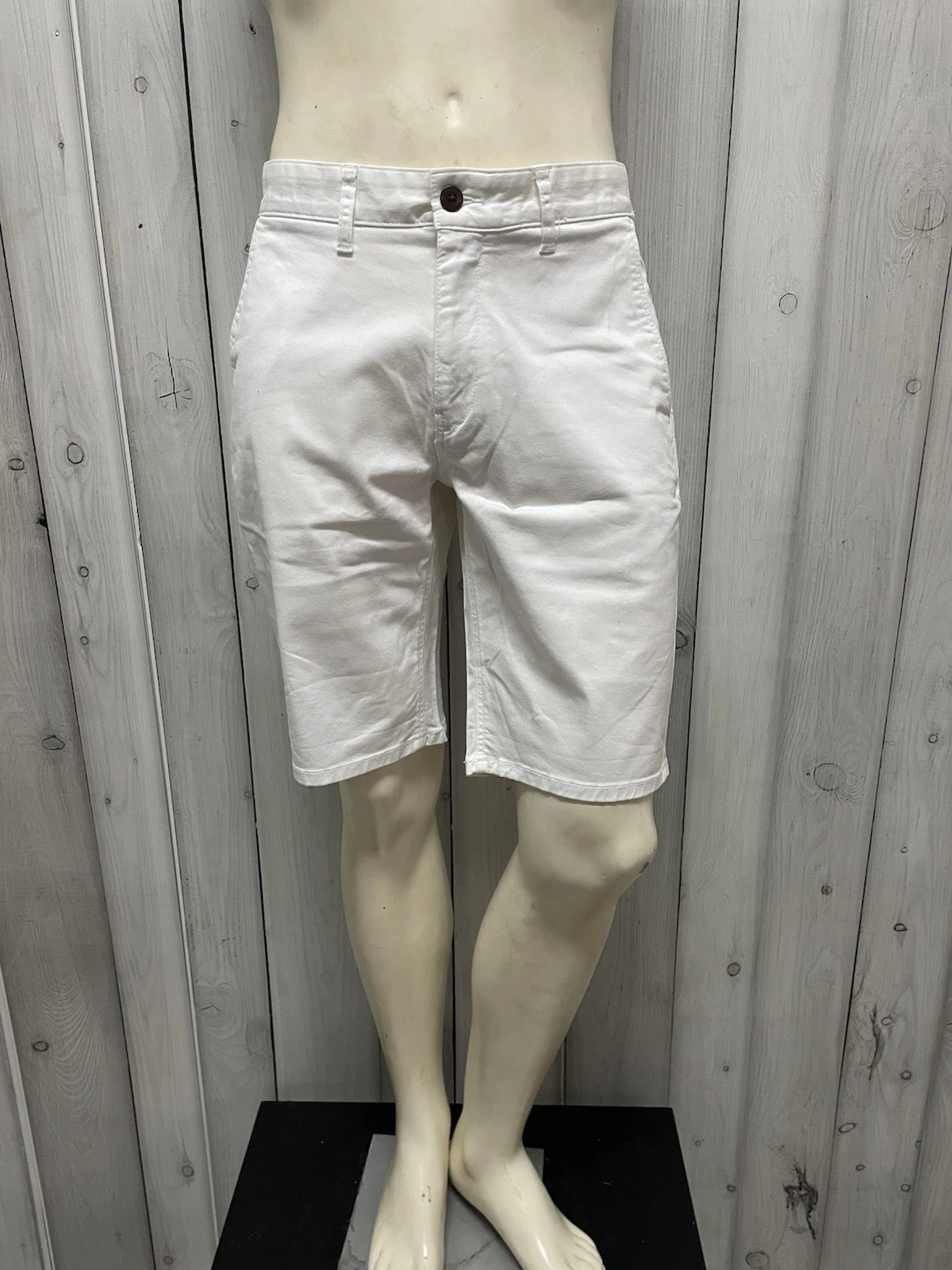 Tommy Hilfiger Mens White Slim Chino Bermuda Shorts Cotton Zip Button 33