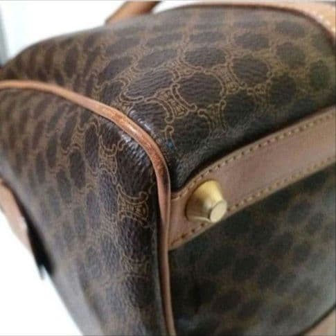 CELINE Macadam Pattern Mini Boston Bag Brown PVC Leather Authentic Vintage — image 9
