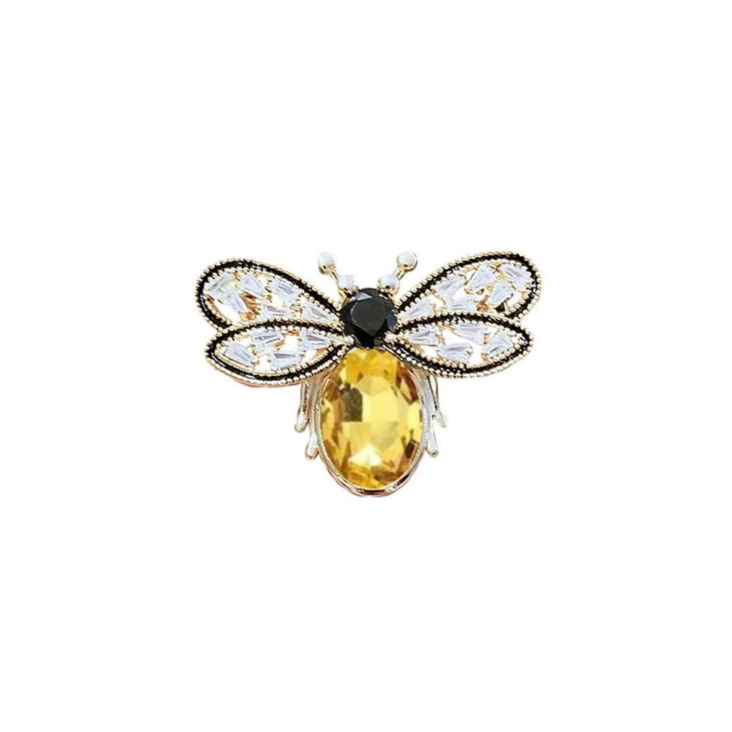 Colorful Rhinestone Crystal Bee Brooch Pin Vintage Bee Pearl Lapel Pin for Wo...